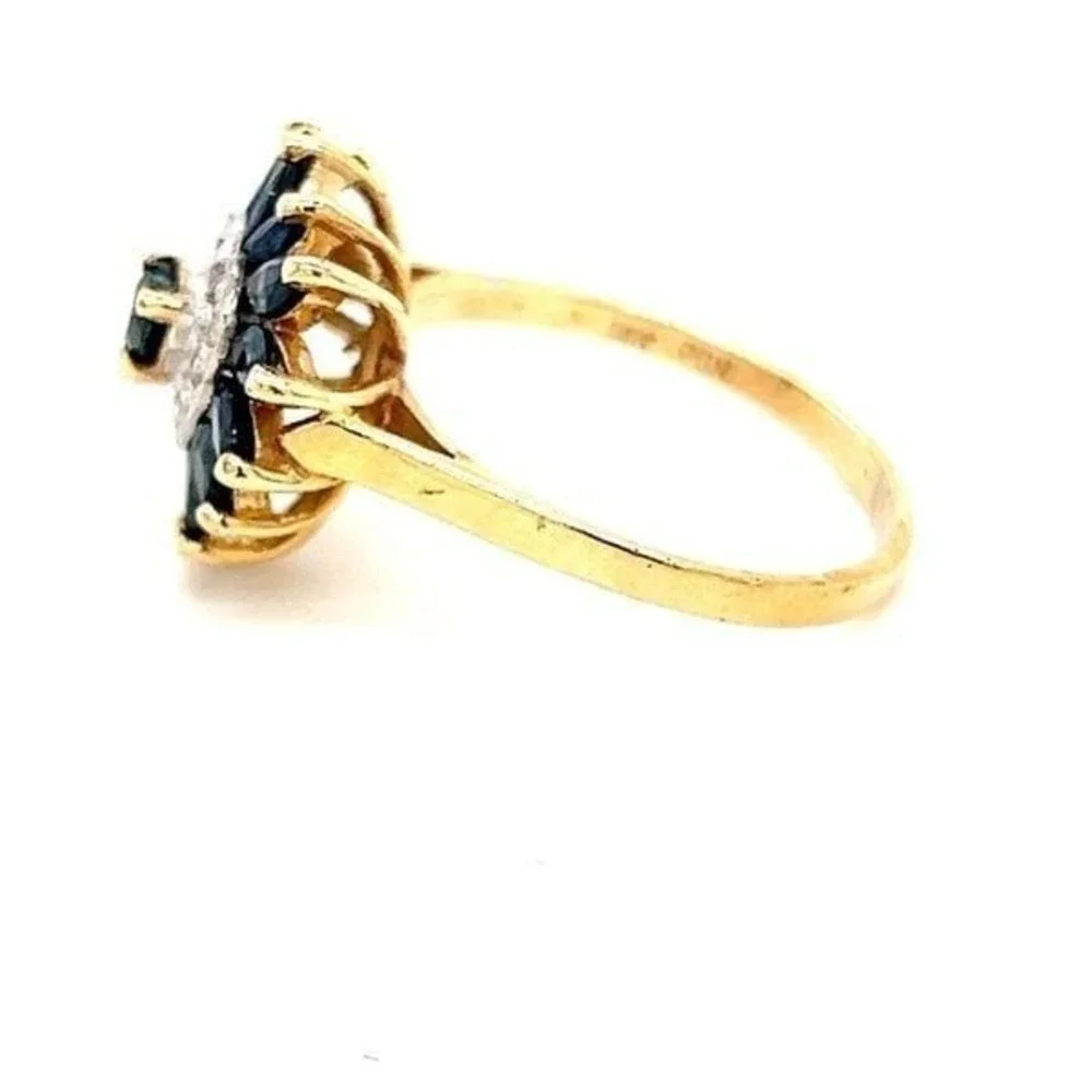Gorgeous 14K‎ Gold Diamonds & Sapphires Heart Ring